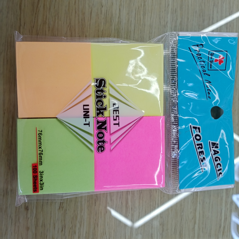 Three by three pieces of sticky notes