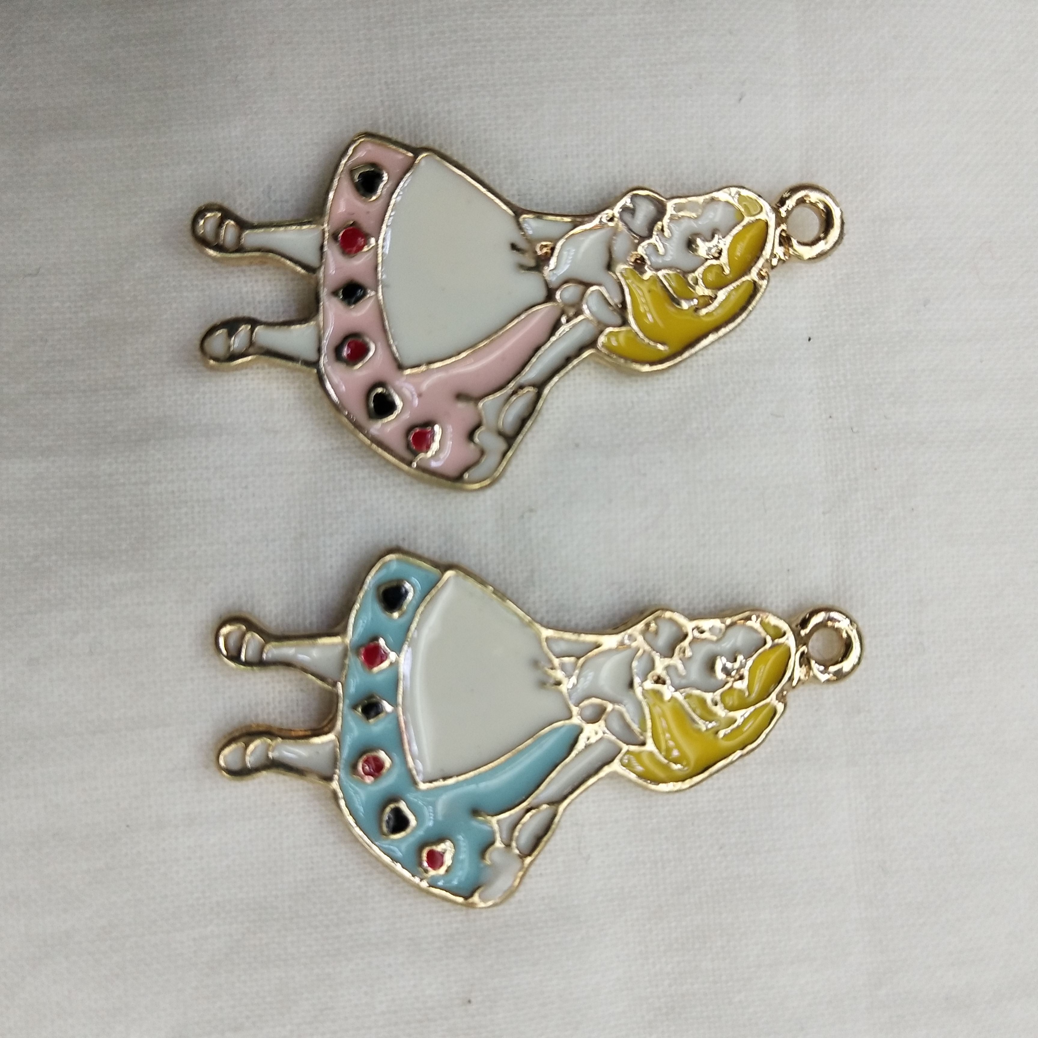 DIY handcrafted jewelry accessories: Alloy, simple single oil-dripping Princess cartoon pendant, decorative earrings (100ps/ pack) detail image 1
