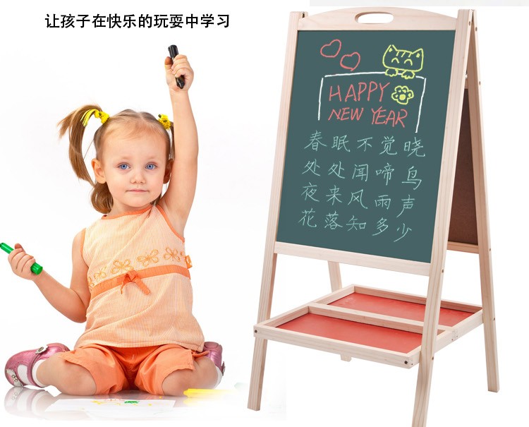 The wooden toy helps children learn to draw, cultivate graffiti and writing, and combines education with entertainment. The parent-child game combination allows children to learn and grow while having fun. 812 folding double-sided large drawing board for early childhood education detail image 8