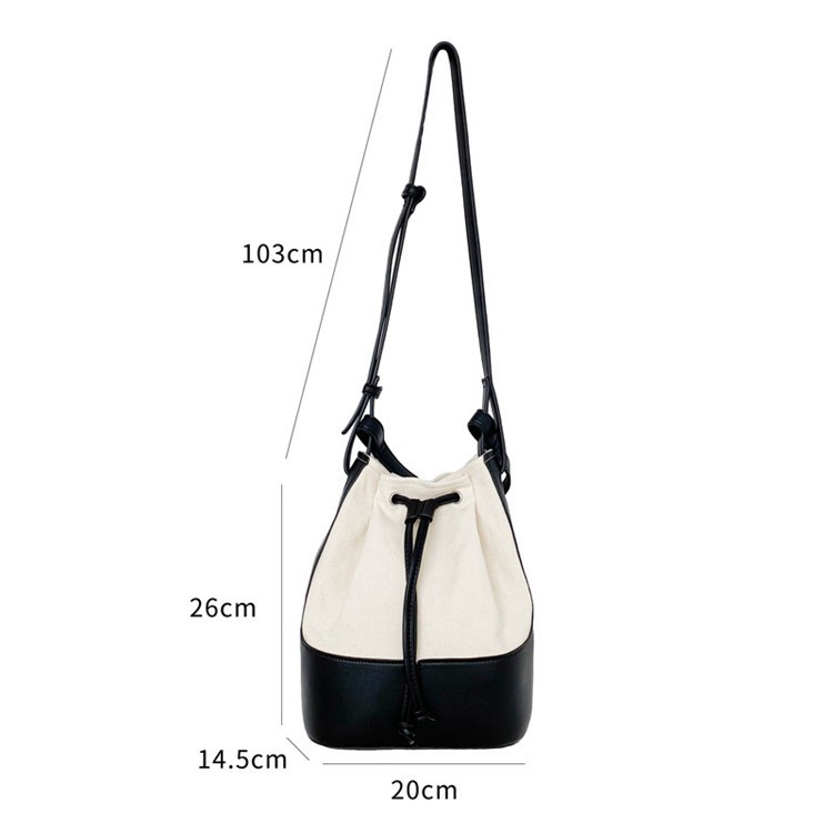 包包女包2021夏季新款韩版时尚潮流斜跨包个性拼接帆布手提水桶包详情图1