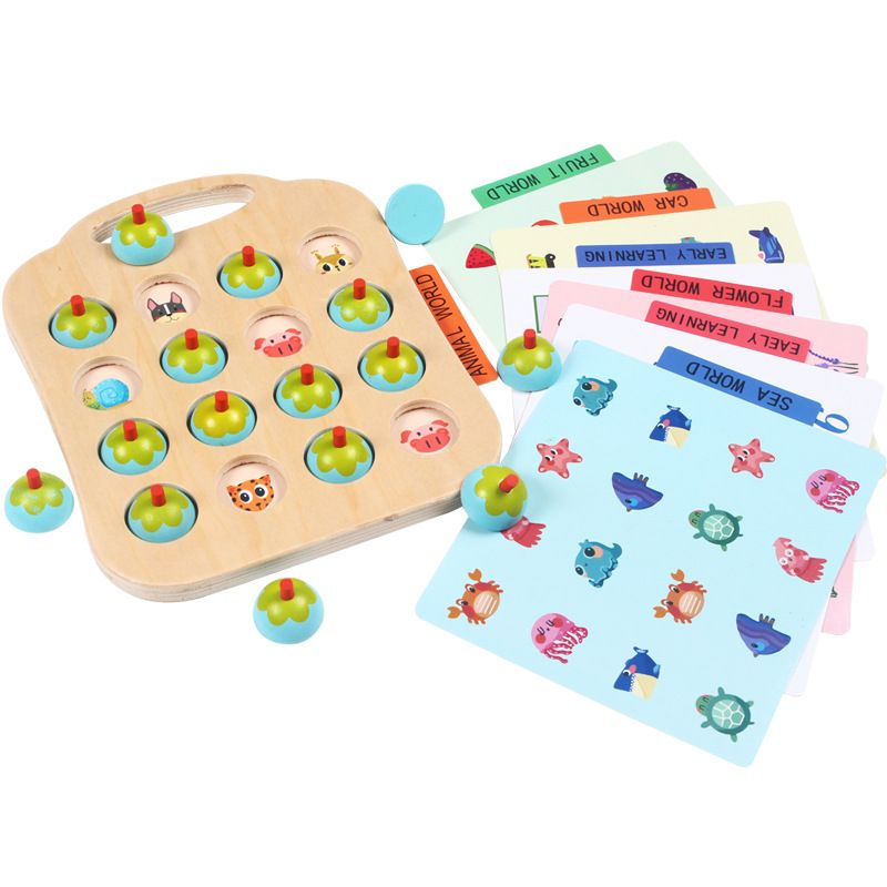 Flower memory game chess parent-child interactive early education educational toy children wooden mental memory concentration training