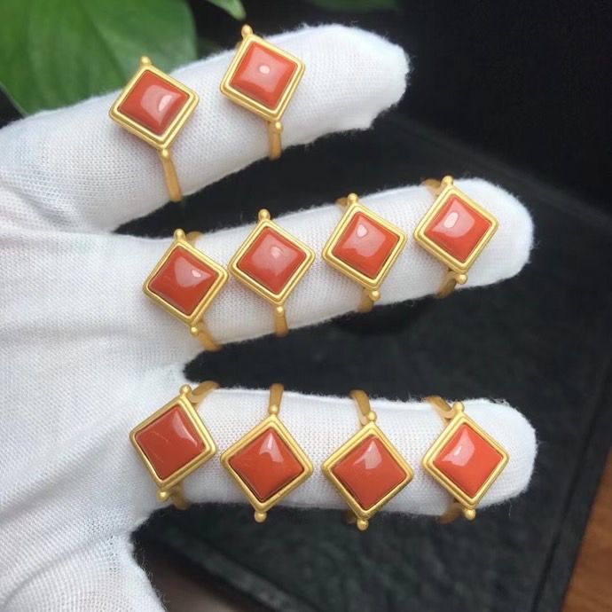 Bright crystal jewelry, natural South Red 925 silver hinged ring, simple and versatile for both men and women Specification image