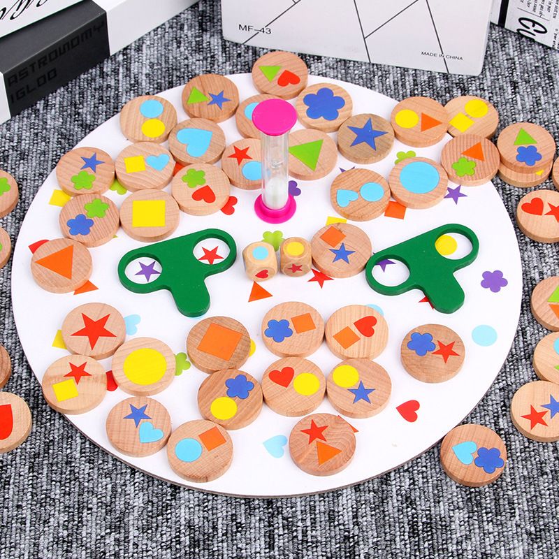 Wooden board game parent-child interactive game puzzle brain shape matching children's focus training figure toy
