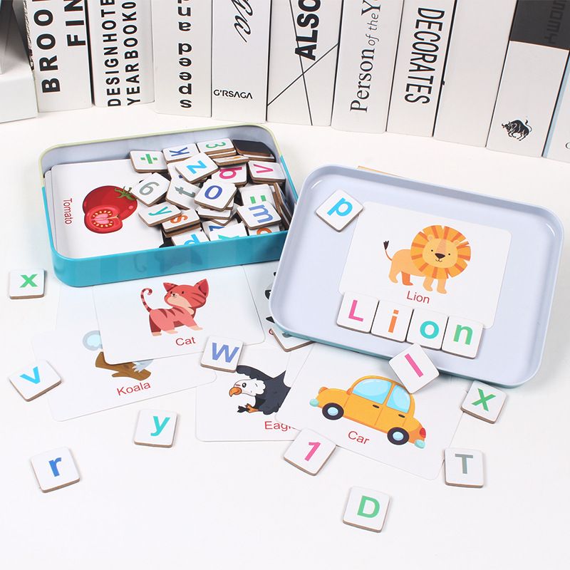 Magnetic iron box puzzle game children's early education to learn letter cognition with English cardboard puzzle toys