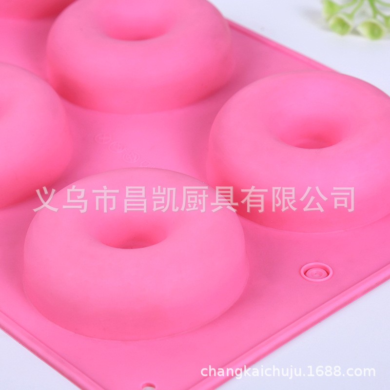 创意硅胶6连甜甜圈蛋糕模具圆形带柱硅胶模果冻模 diy甜品慕斯模详情图3