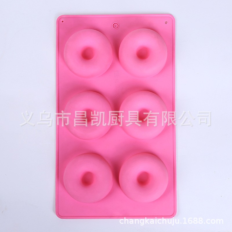 创意硅胶6连甜甜圈蛋糕模具圆形带柱硅胶模果冻模 diy甜品慕斯模详情图8