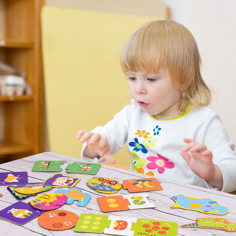 Children's large matching jigsaw puzzles, animal vocabulary, numbers, fruits and vegetables, recognition, wooden early education and intelligence enlightenment toys Specification image