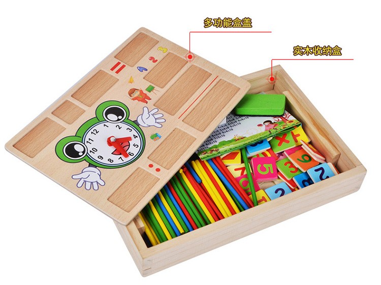 Wooden toys for learning to draw, doodling, writing, education through entertainment, parent-child games, early education, cognitive games, arithmetic ability development, multi-functional calculation learning box detail image 3