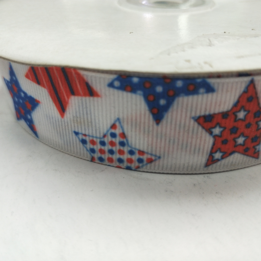 2.5cm8 ribbon Special Lace Polyester thread grey bright red printing English alphabet printing five-pointed star screen printing Heat transfer digital printing Do flower DIY ribbon 50 yards diy
ki