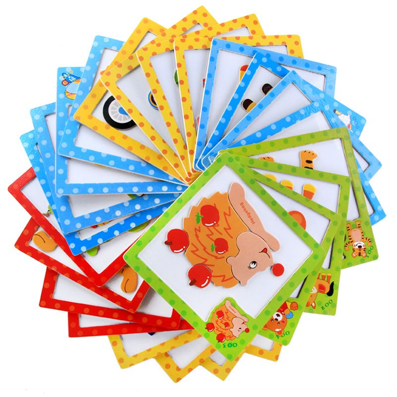 Wholesale wooden children's magnetic jigsaw puzzles, cartoon animal traffic boards, 1-2-3 years old baby enlightenment and intelligence toys details Picture