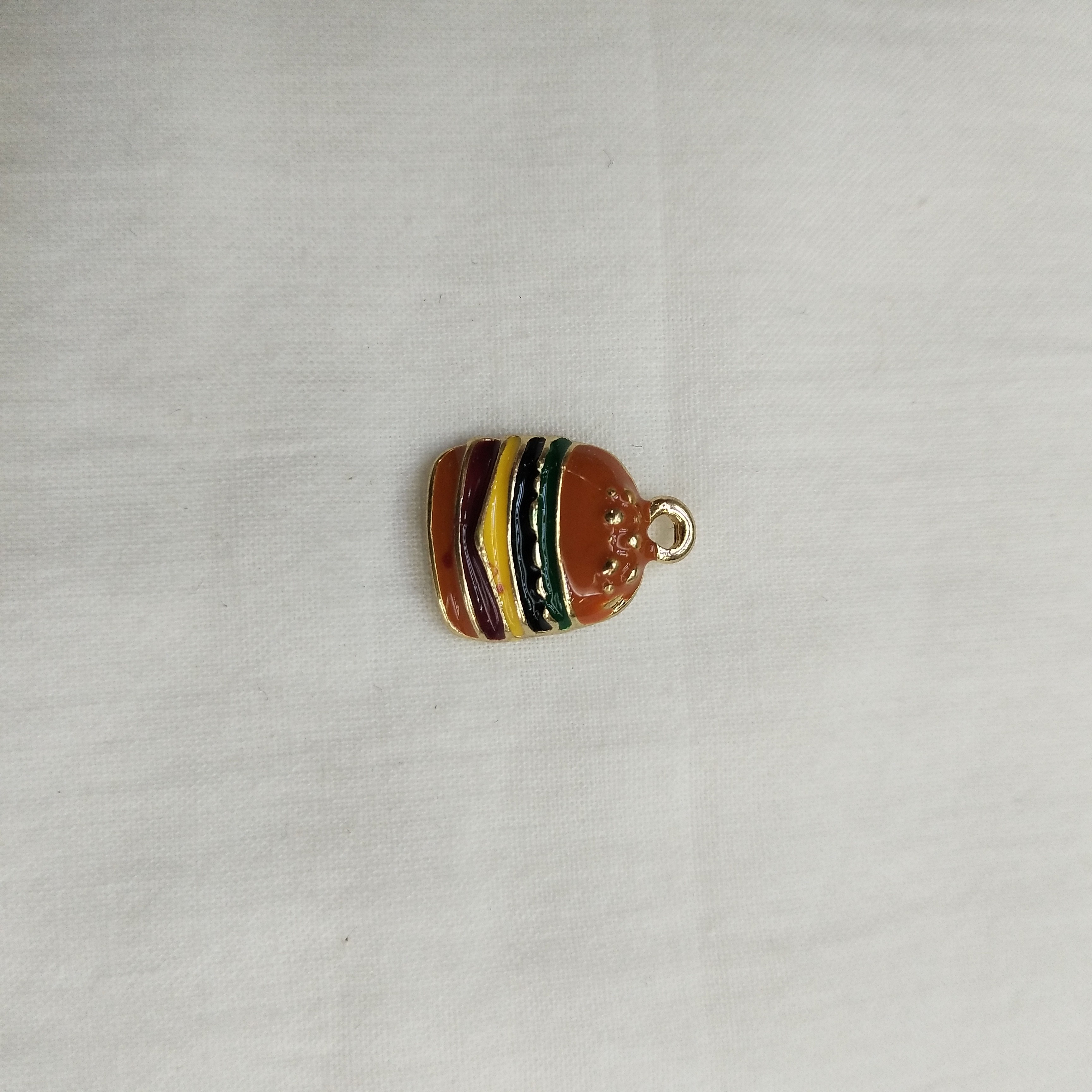 DIY handmade jewelry accessories, alloy simple single oil-dripping hamburger cartoon pendant, decorative earrings (100ps/ pack) detail image 1