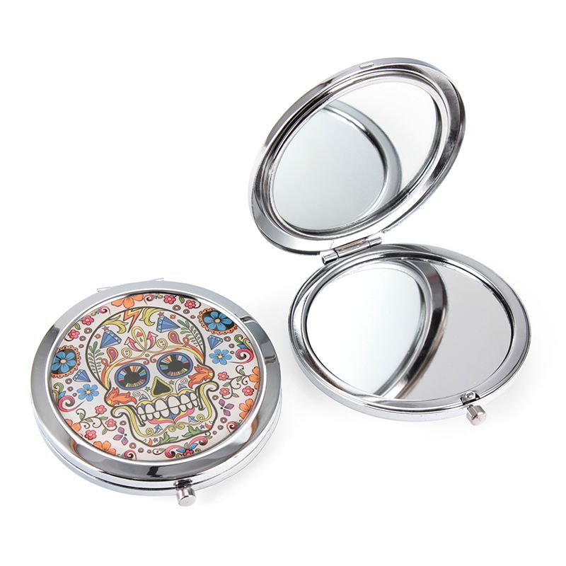 圆形按钮化妆镜子滴胶镜子迷你可携带小镜子可来图