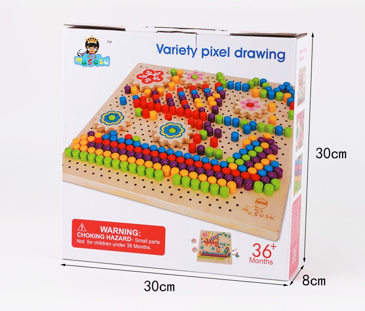 Babies can exercise their hand-eye coordination, logical thinking ability and creative imagination through the mushroom nail game. It combines education with entertainment and enables them to learn and grow while having fun. Colorful mushroom nail platter game pic 12