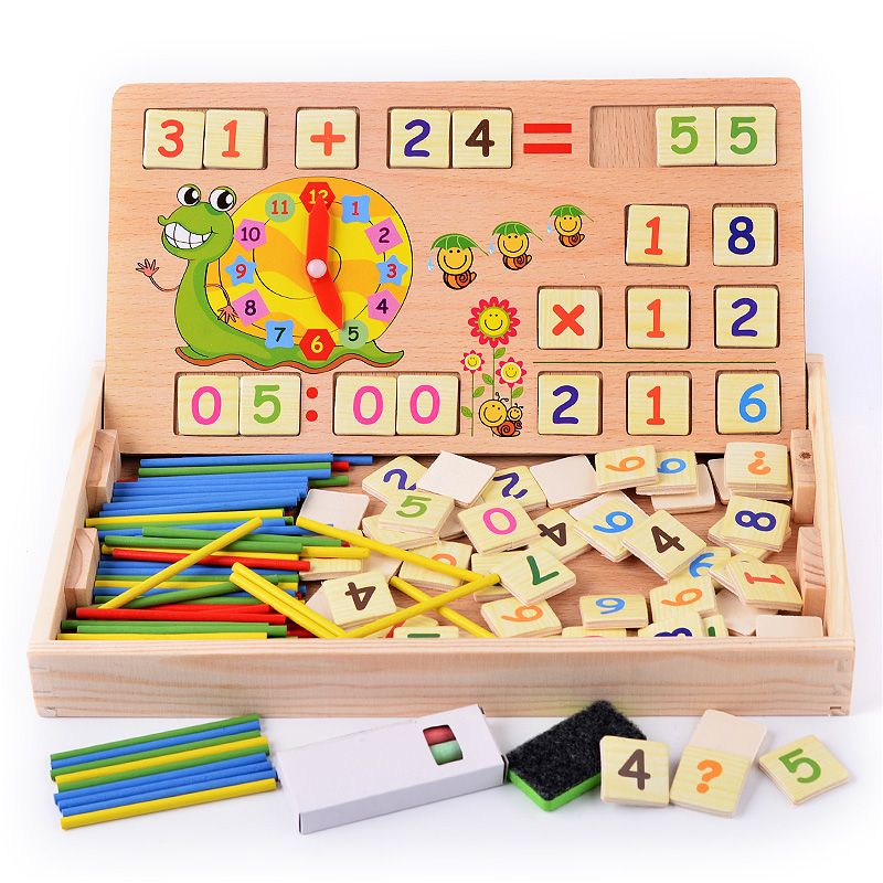 This upgraded multi-functional arithmetic learning box features wooden toys for learning to draw, doodling, and writing, combining education with entertainment. It is suitable for parent-child games for early education, cognitive games, and arithmetic ability development