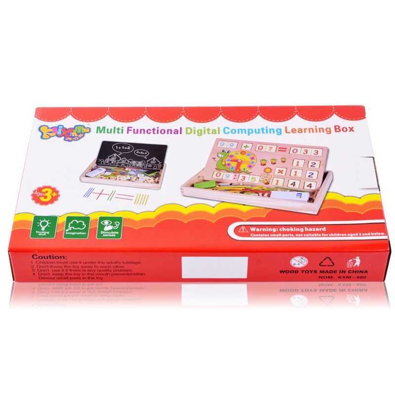 This upgraded multi-functional arithmetic learning box features wooden toys for learning to draw, doodling, and writing, combining education with entertainment. It is suitable for parent-child games for early education, cognitive games, and arithmetic ability development Item Picture