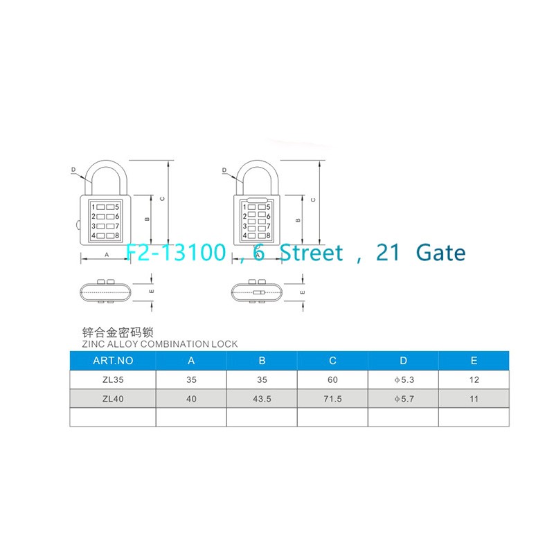 ZL35 Combination lock, key-type combination lock, password padlock detail image 2