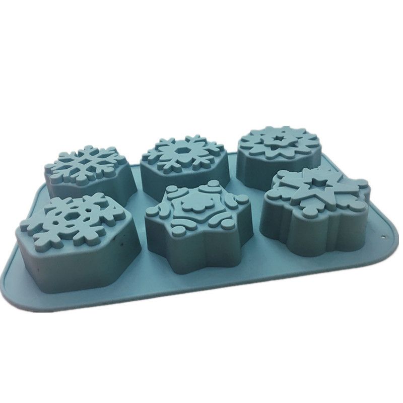 6连雪花圣诞硅胶蛋糕模 月饼布丁模DIY手工烘焙模具厂家批发