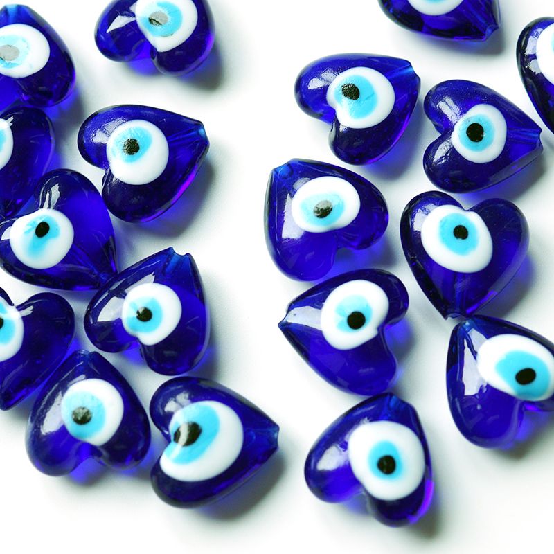 Devil's Eye Blue Eye Accessory Woven Pendant, Glass heart Hole Blue Loose beads in stock