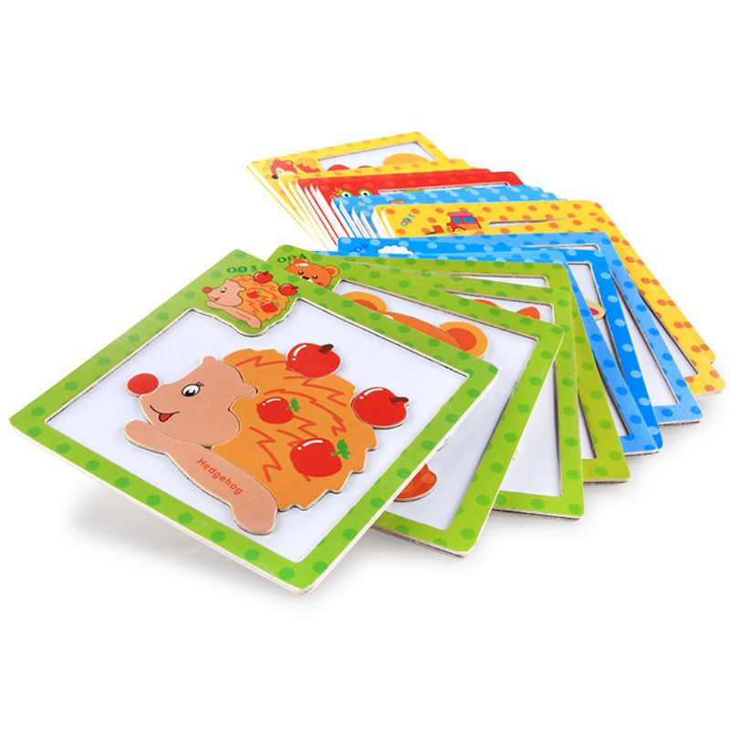 Wholesale wooden children's magnetic jigsaw puzzles, cartoon animal traffic boards, 1-2-3 years old baby enlightenment and intelligence toys Specification image