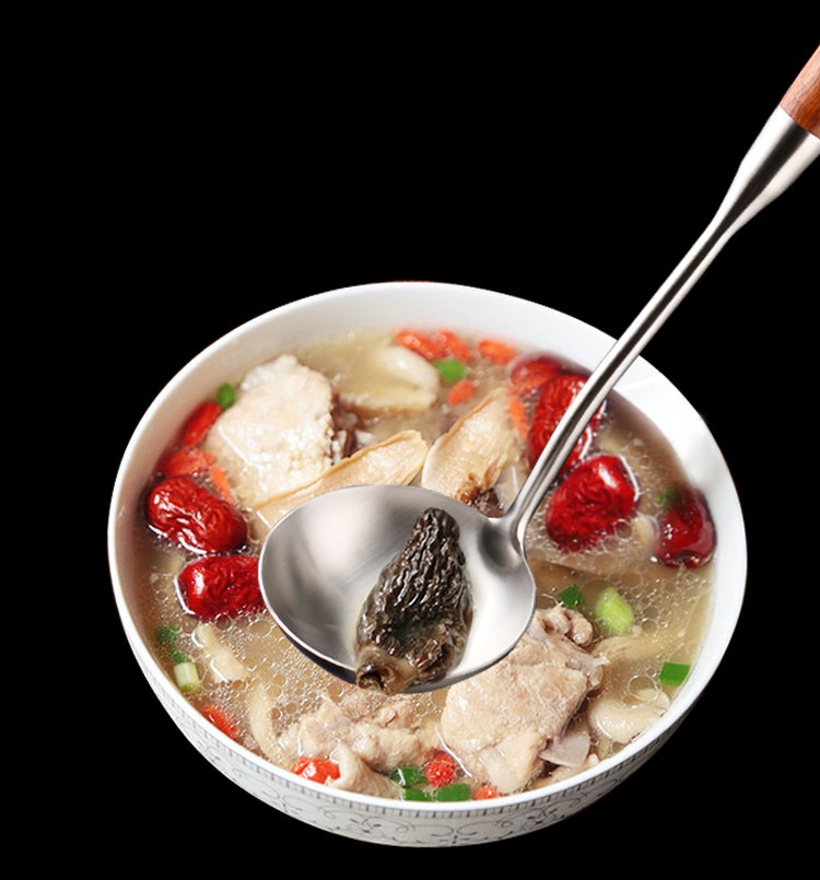 304 stainless steel soup spoon, household kitchen long-handled thickened iron spoon, large stir-frying spoon, stir-frying spoon, kitchenware, large soup spoon detail image 2