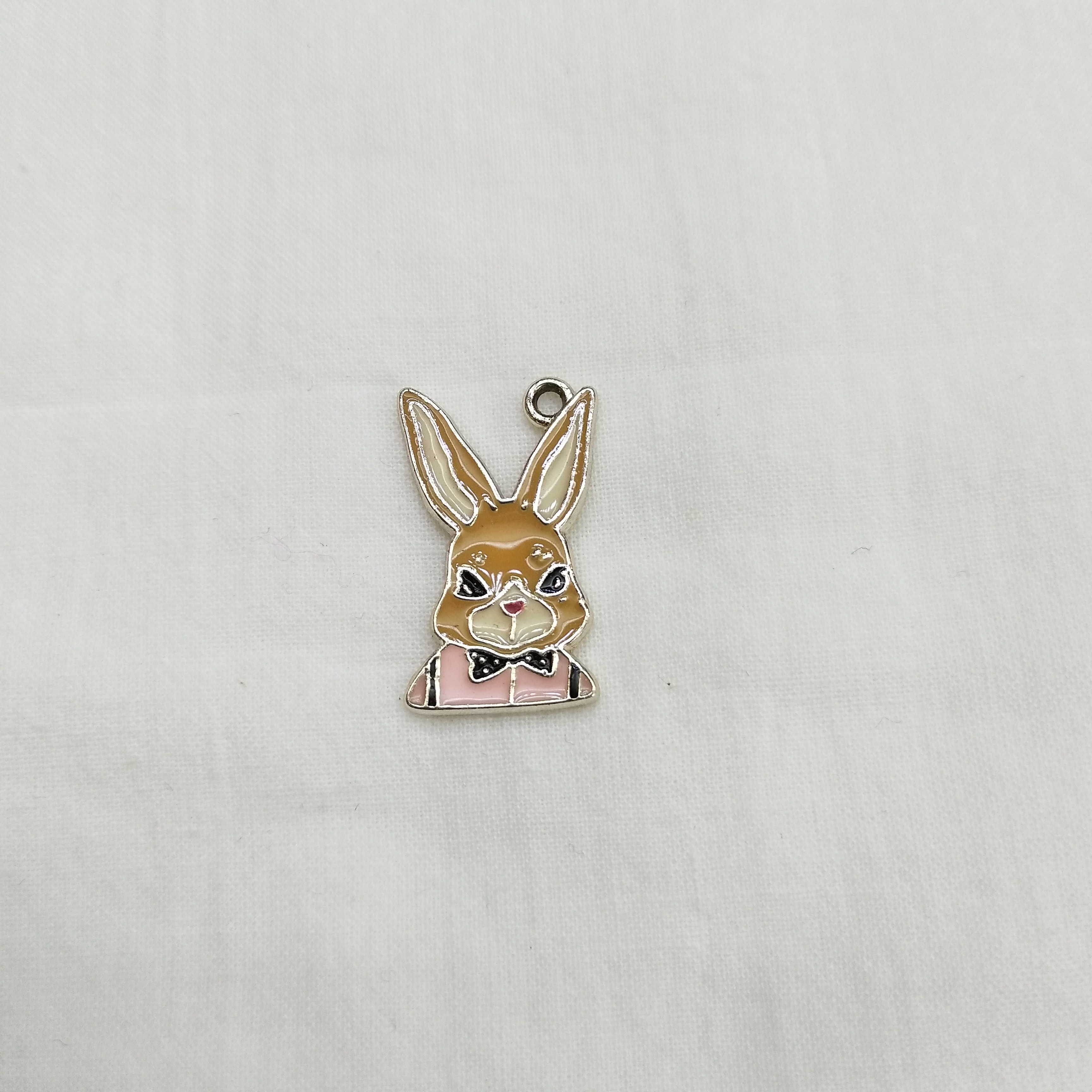 DIY handmade jewelry accessories: Alloy, simple single oil-dripping coat, rabbit cartoon pendant, decorative earrings (100ps/ pack) detail image 1