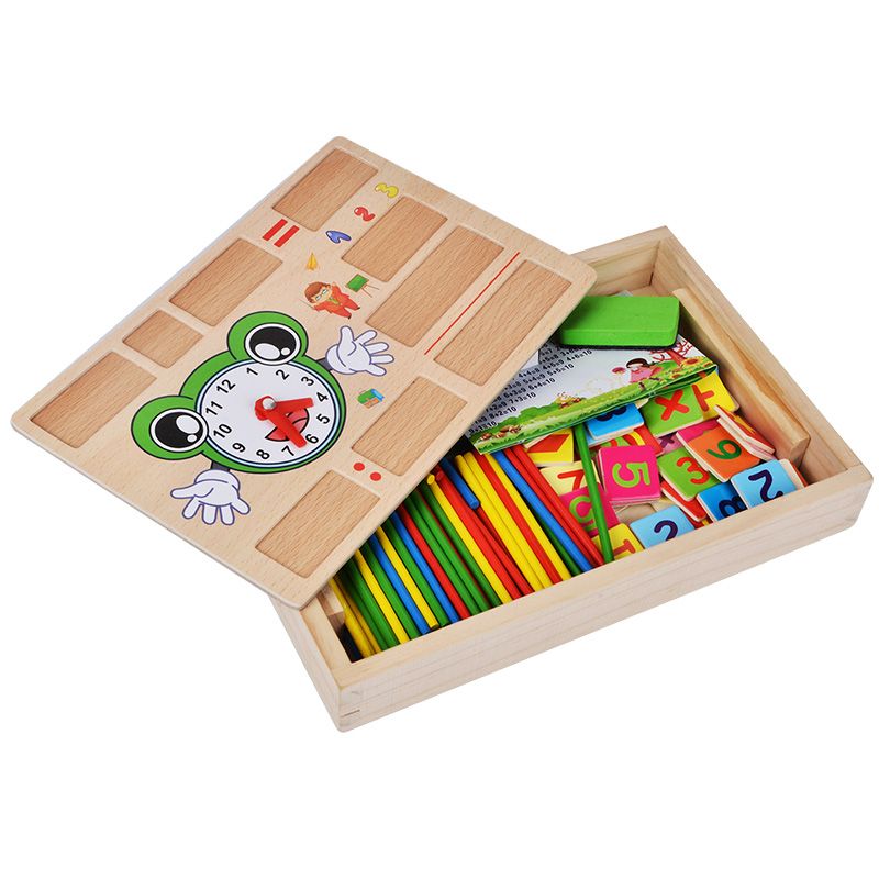 Wooden toys for learning to draw, doodling, writing, education through entertainment, parent-child games, early education, cognitive games, arithmetic ability development, multi-functional calculation learning box Application Scenario