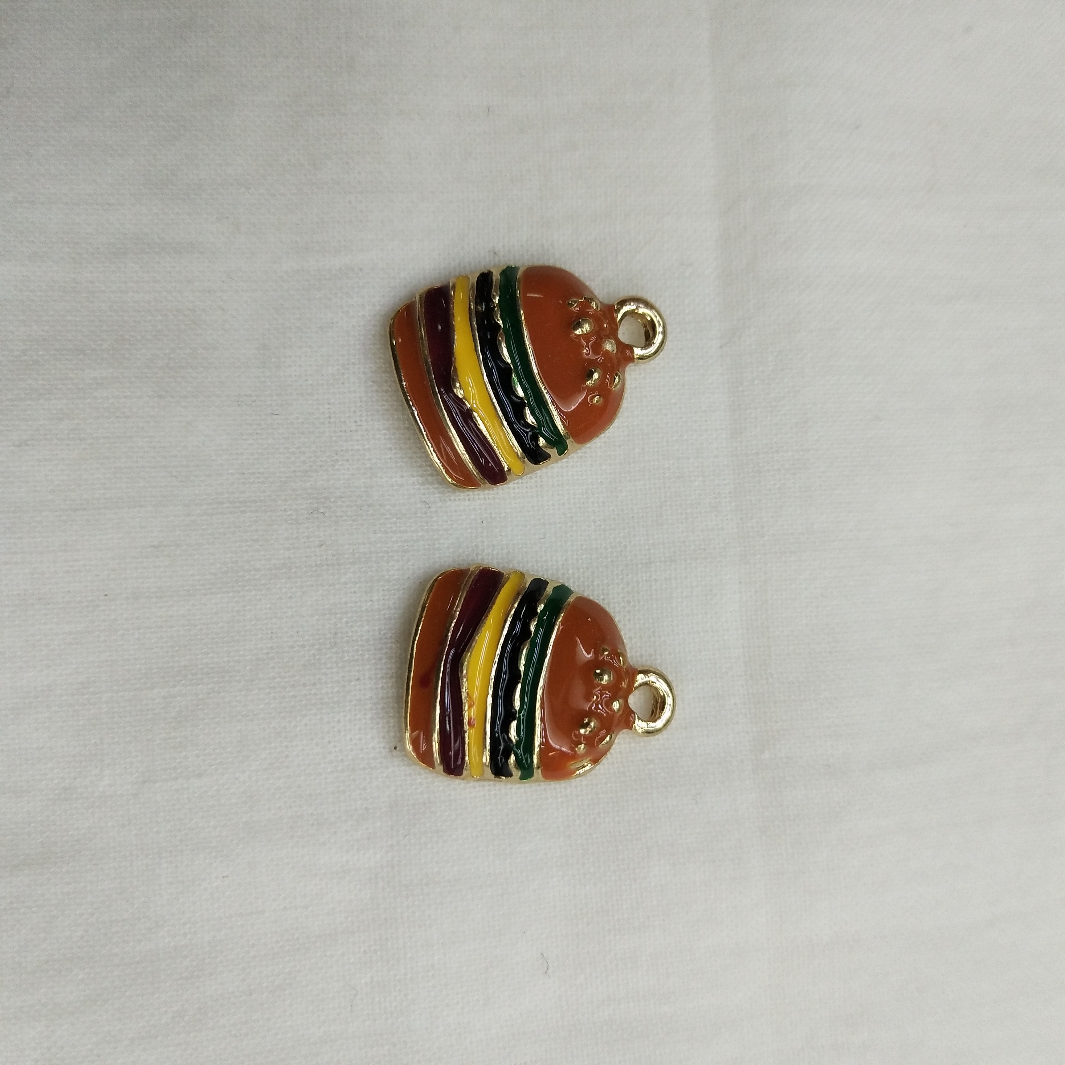 DIY handmade jewelry accessories, alloy simple single oil-dripping hamburger cartoon pendant, decorative earrings (100ps/ pack) detail image 3