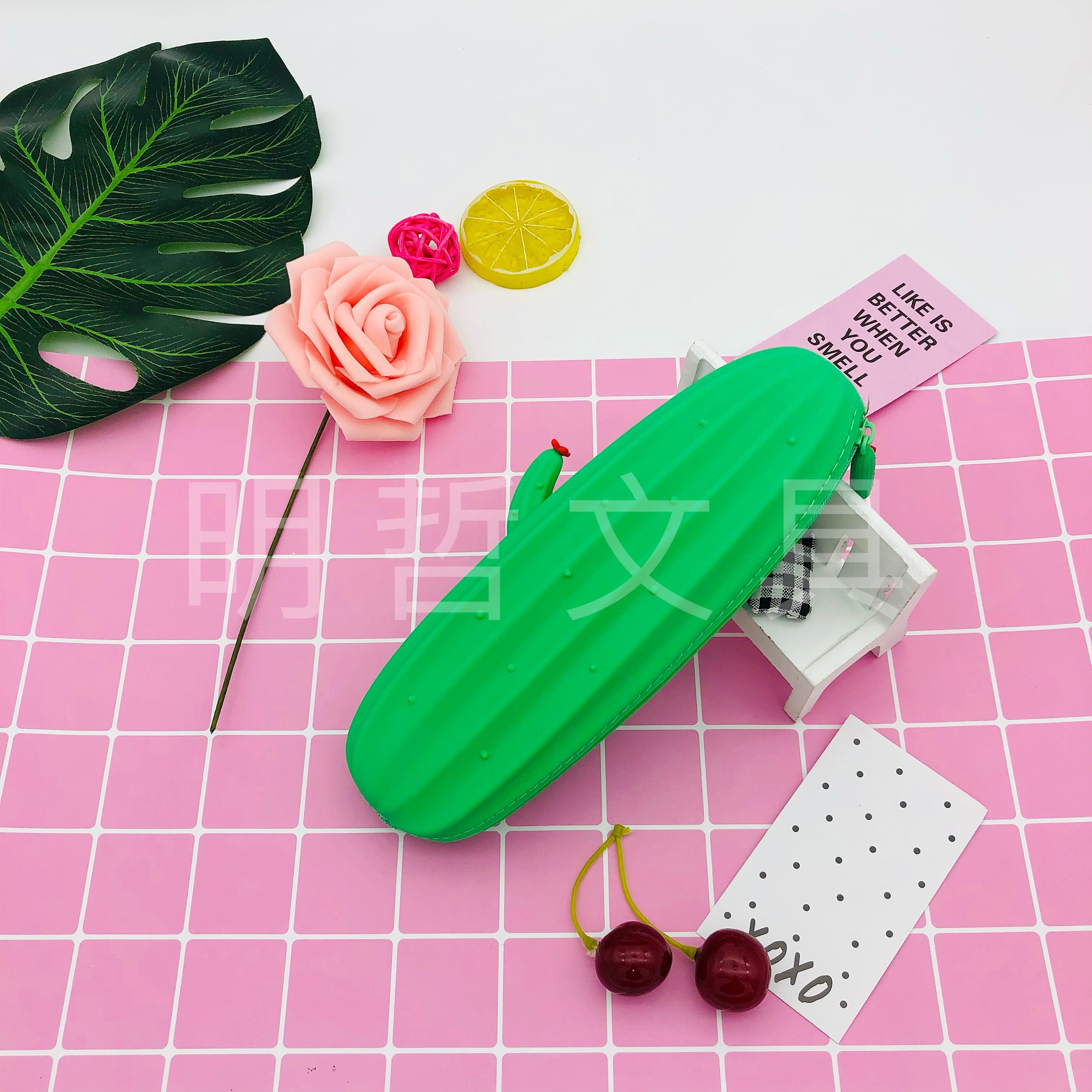 Creative And Cute Soft Plastic Pen Case Cactus Strawberry Style Student Storage Bag Item Picture