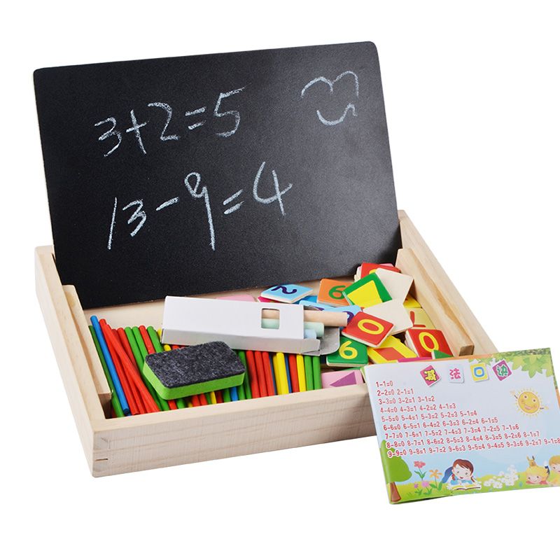 Wooden toys for learning to draw, doodling, writing, education through entertainment, parent-child games, early education, cognitive games, arithmetic ability development, multi-functional calculation learning box Specification image
