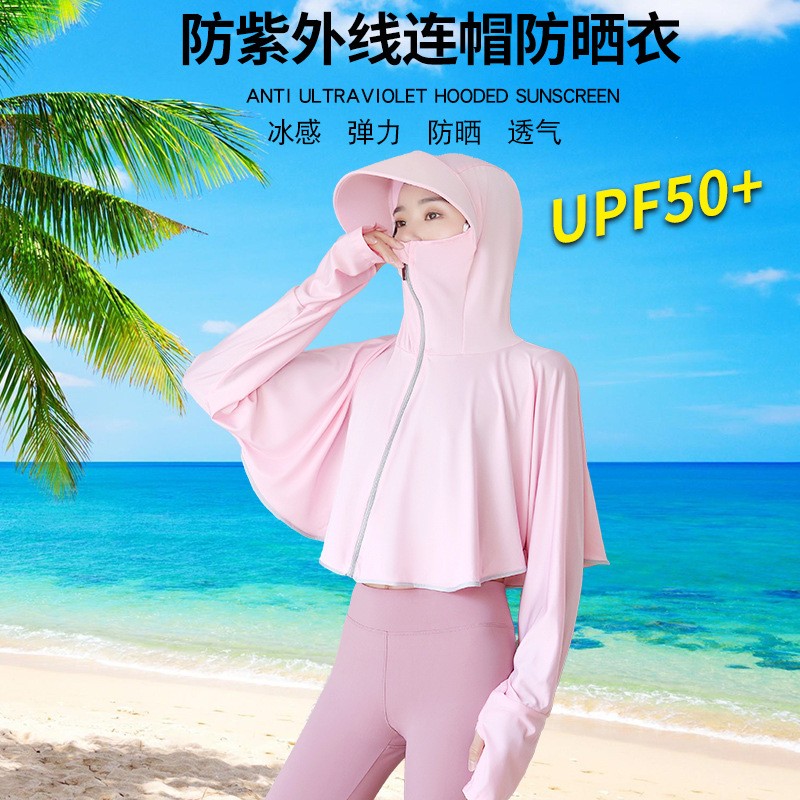 防晒衣女新款防紫外线防晒服骑车防晒衫薄皮肤衣长袖冰丝外套详情5