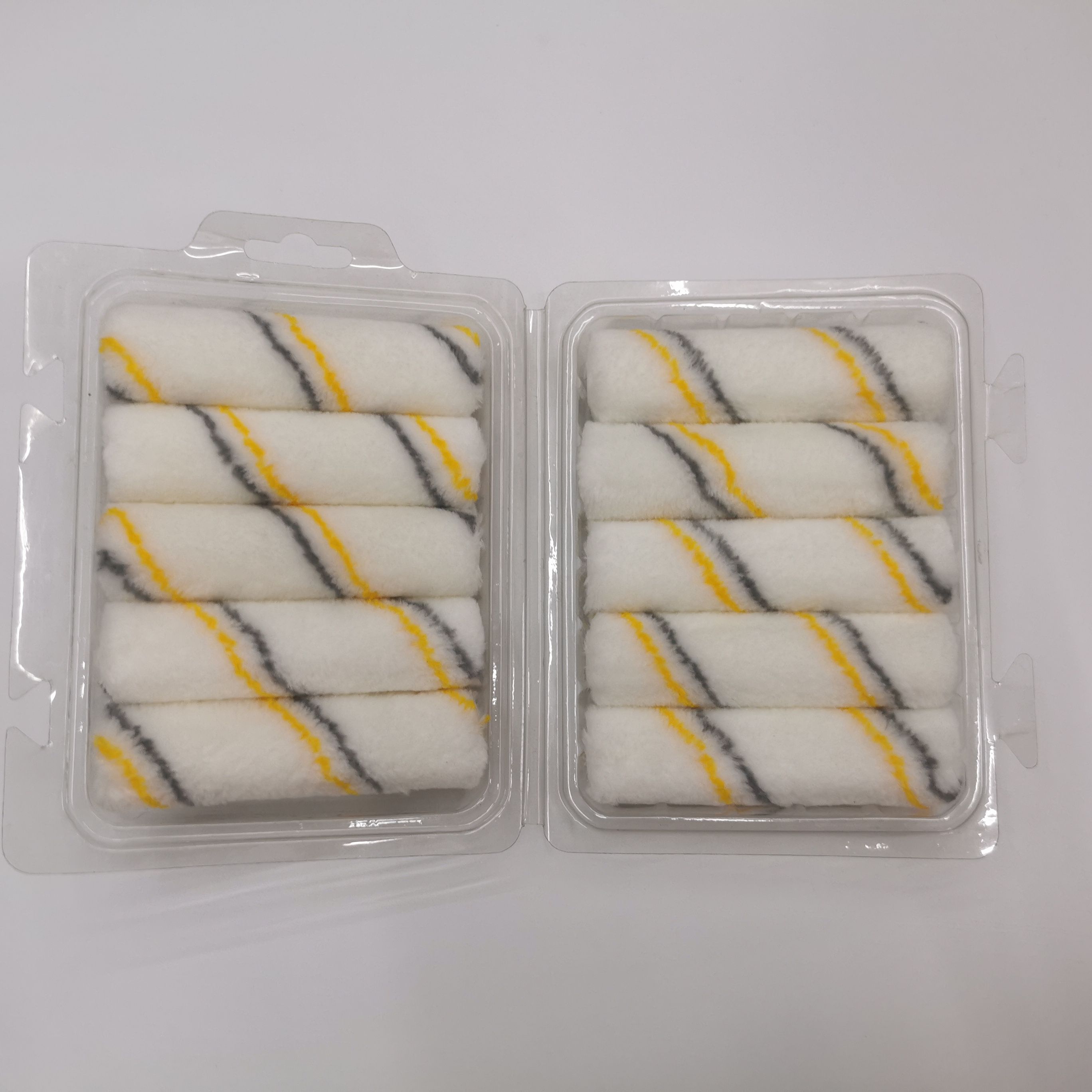 High-end 4-inch thumb small bristle sleeve roller brush, mini roller brush, wall painting tool, painting floor yellow and gray strips