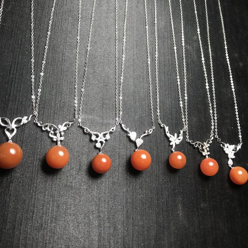 Bright color crystal jewelry, natural crystal, Sichuan Nan Hong Cherry Red necklace, set in international standard 925 sterling silver details Picture