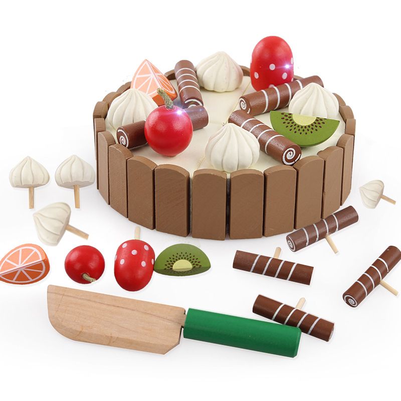 Lok wood invisible magnetic cut see mini cake children cut joy simulation toy baby play house details Picture