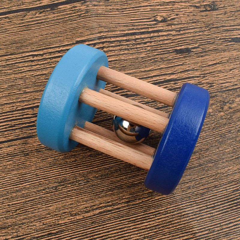 Wooden rattle Baby rattle toy 0-1 year old baby rattle baby grip bell