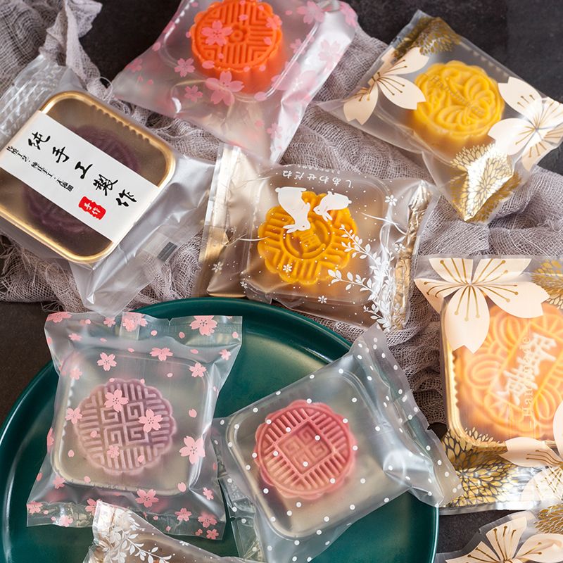 Wholesale of 2021 new Mid-Autumn Festival mooncake packaging bags, frosted transparent cookie machine-sealed bags and self-sealing packaging bags details Picture