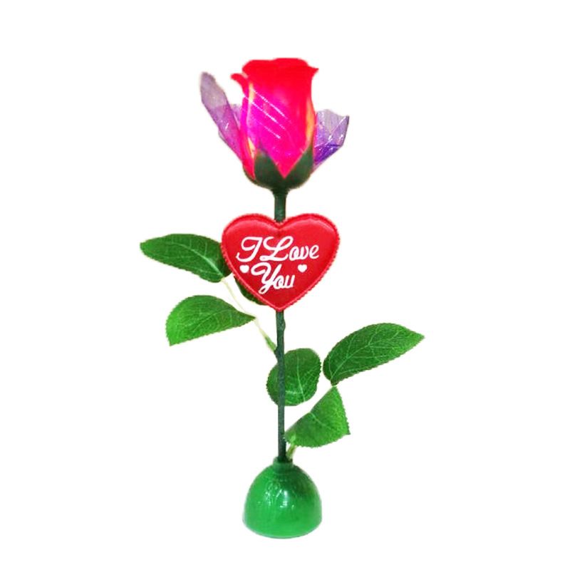 迷你小花束母亲节礼物礼盒礼品 浪漫LED七彩玫瑰花永生花居家装饰白底实物图