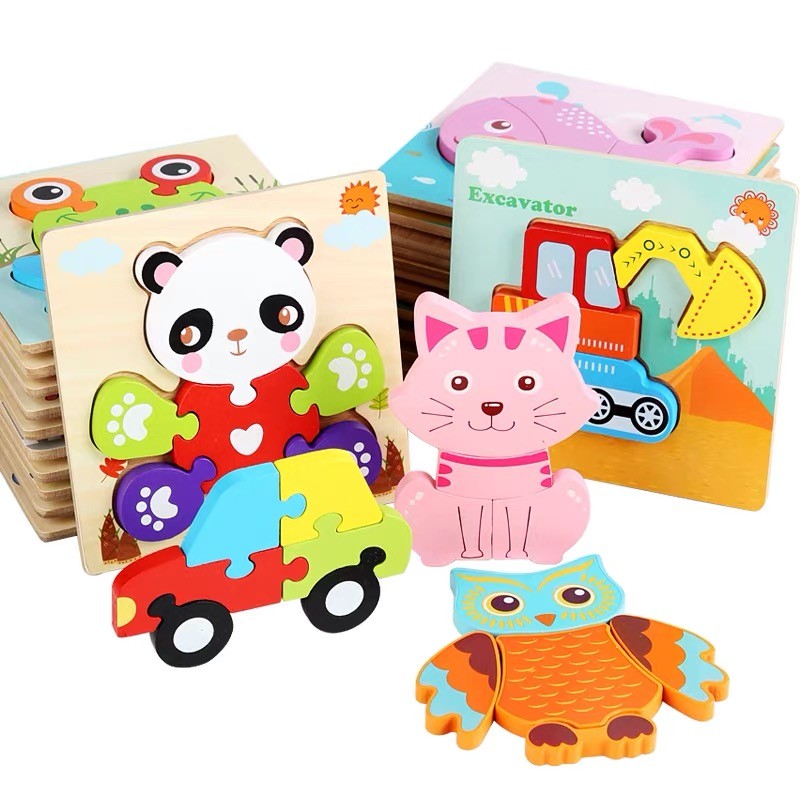 Montessori Early education Intelligence puzzle for children, wooden three-dimensional puzzle for 1-3.5-year-old babies, hand-grabbed building block toys pic 1