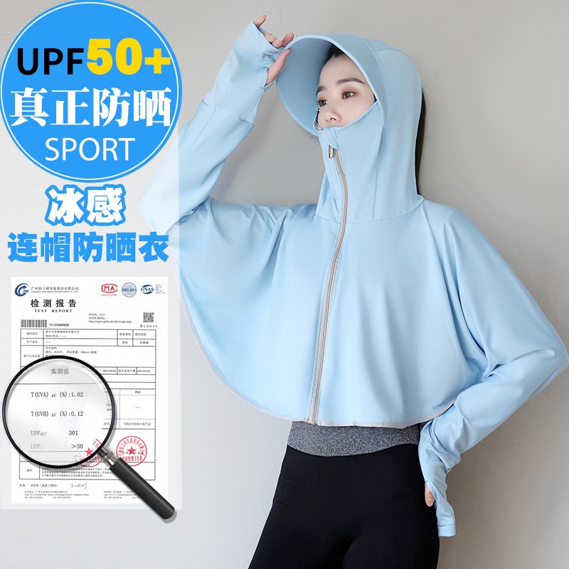 防晒衣女新款防紫外线防晒服骑车防晒衫薄皮肤衣长袖冰丝外套详情1