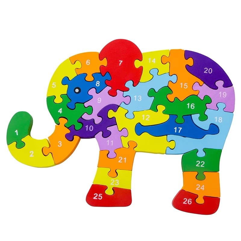 Educational Enlightenment 26 English Letter and Number Recognition Wooden Puzzle Building Blocks Children's toys details Picture