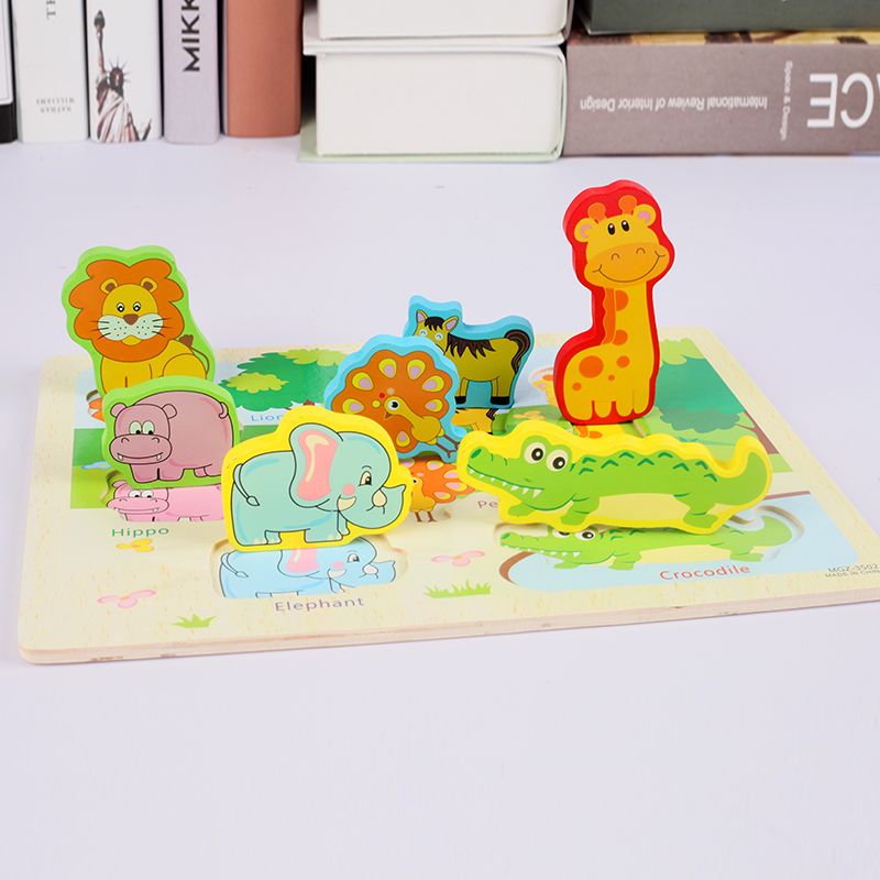The wooden jigsaw puzzle series games exercise hand-eye coordination, logical thinking ability, and creative imagination. They combine education with entertainment, allowing children to learn and grow while having fun. This is a children's three-dimensional cognition jigsaw puzzle series Application Scenario
