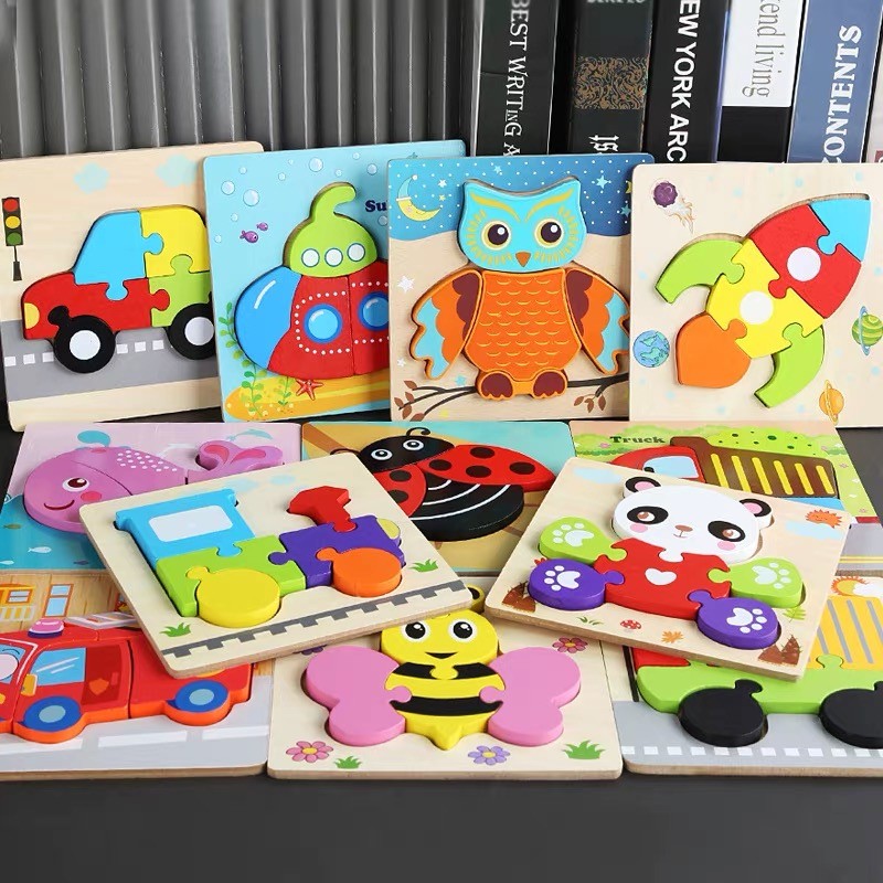 Montessori Early education Intelligence puzzle for children, wooden three-dimensional puzzle for 1-3.5-year-old babies, hand-grabbed building block toys pic 5