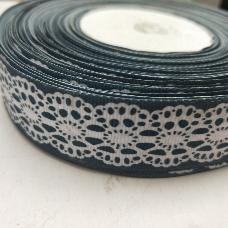 2.5cm8 ribbon Special Lace Polyester thread grey scarlet printing English alphabet printing five-pointed star screen printing Heat transfer digital printing Do flower DIY ribbon 50 yards diy gt thumbnail