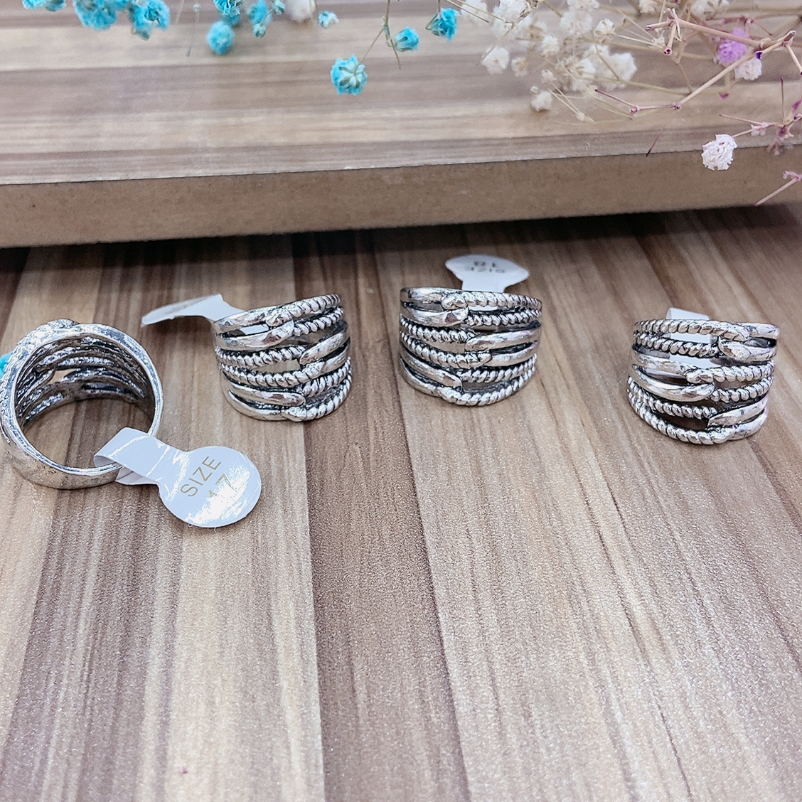 复古风古银戒指古银光面高级戒指时尚戒指时尚韩版潮流