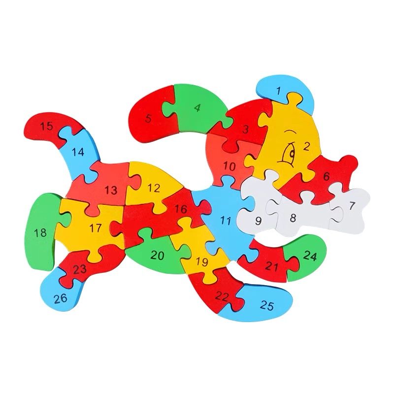 Educational Enlightenment 26 English Letter and Number Recognition Wooden Puzzle Building Blocks Children's toys
