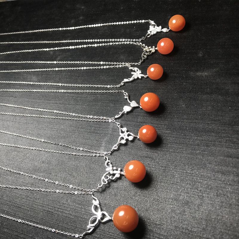 Bright color crystal jewelry, natural crystal, Sichuan Nan Hong Cherry Red necklace, set in international standard 925 sterling silver Item Picture