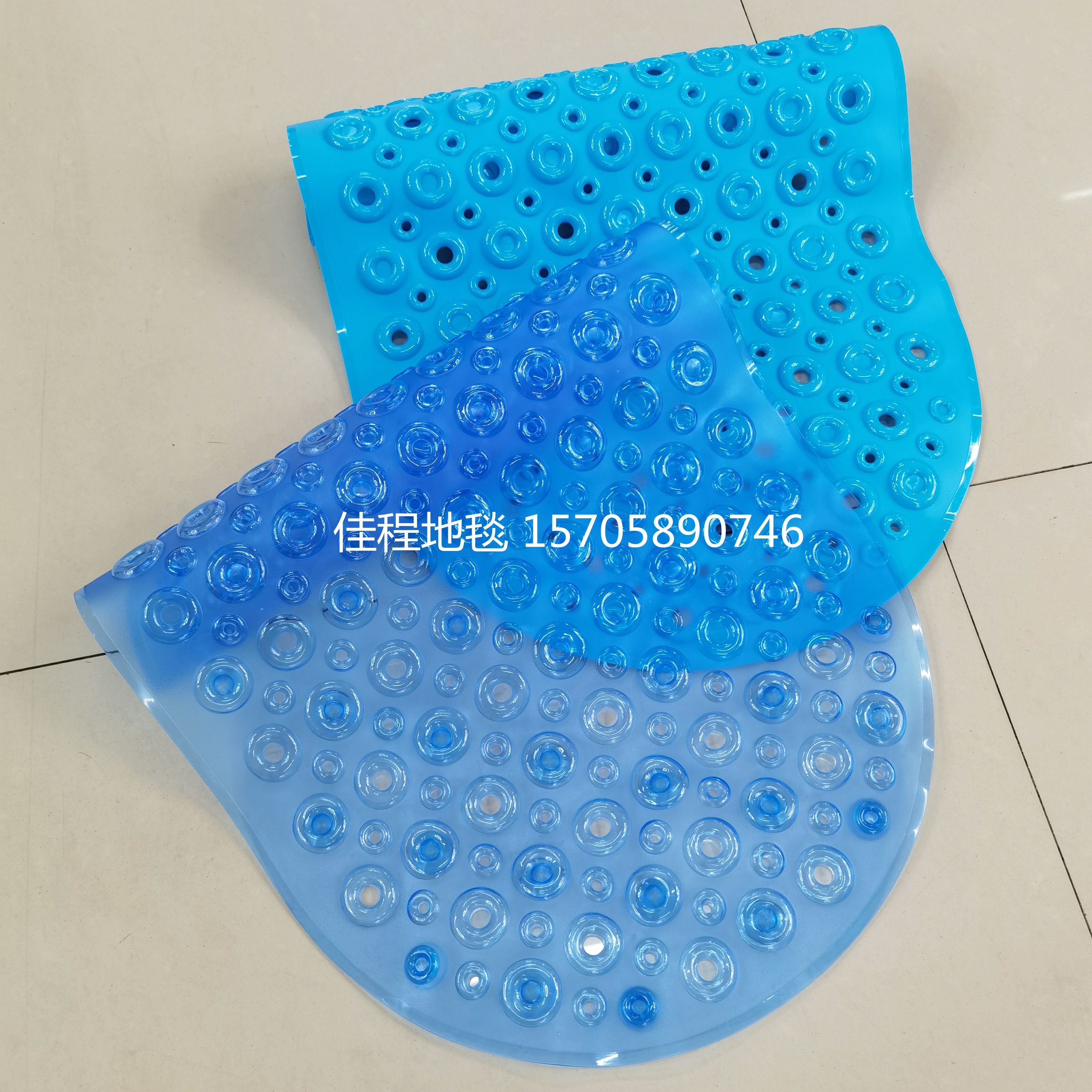 New transparent solid color doughnut bathroom mat, PVC anti-slip mat, bathroom foot mat, massage mat, home mat, bathtub mat, size 36*65cm, standard four colors mixed details Picture