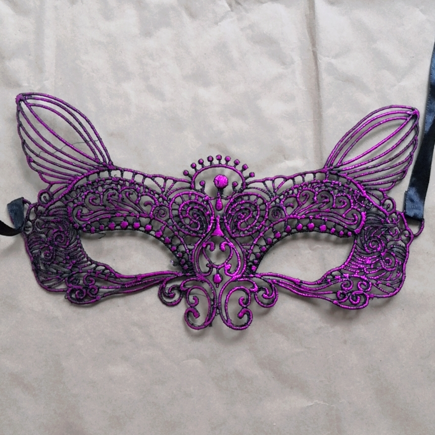 MJ-210化妆舞会紫色蕾丝面具半脸女 万圣节cos派对道具成人定型镂空眼罩面纱