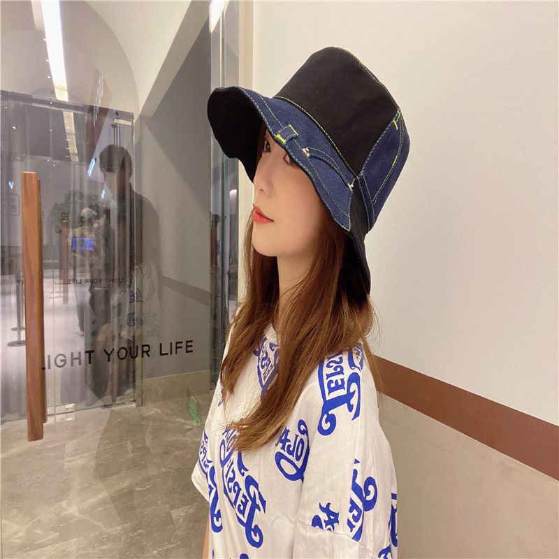 牛仔口袋拼接渔夫帽时尚潮牌百搭渔夫帽细节图