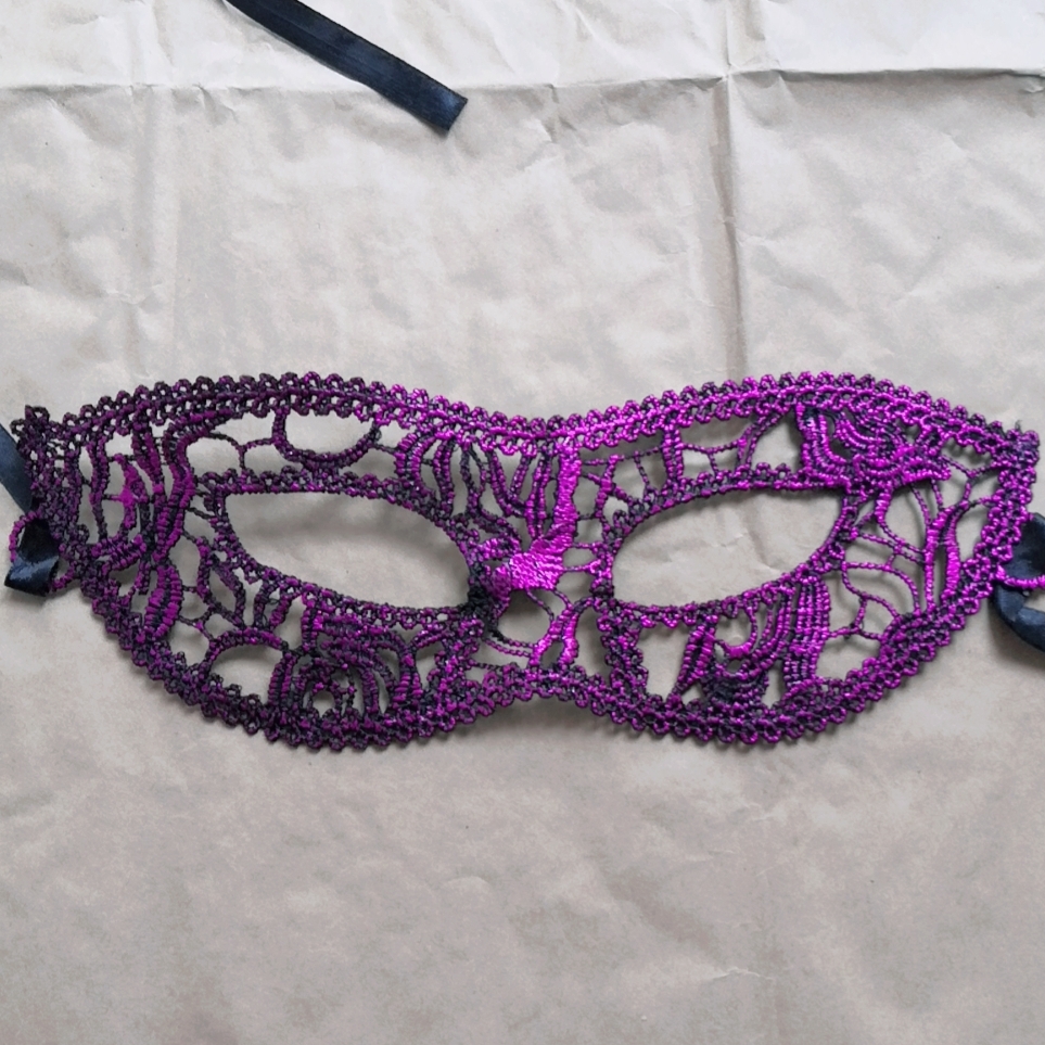 MJ-212化妆舞会紫色蕾丝面具半脸女 万圣节cos派对道具成人定型镂空眼罩面纱详情图1