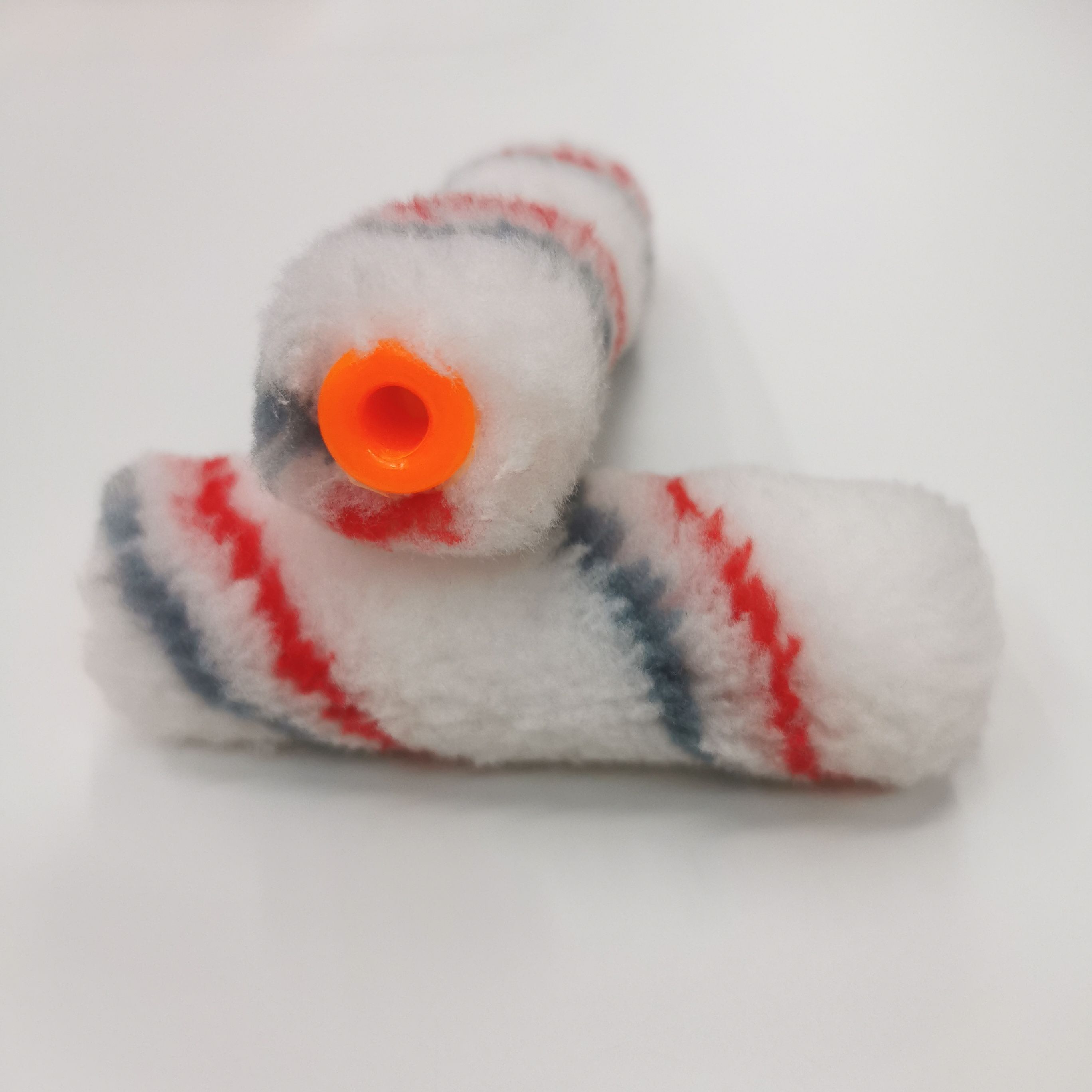 4-inch thumb small bristle sleeve roller brush, mini roller brush, wall painting tool, paint the floor with red and gray strips, polyester material details Picture
